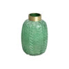 Green Emerald Vase with Gold Rim