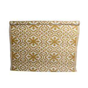 Vinyl Carpet with Mustard Yellow and White Floral Pattern