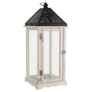 Wooden Lantern with Metal Top
